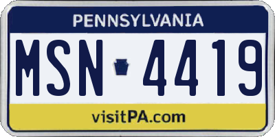 PA license plate MSN4419