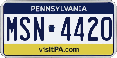 PA license plate MSN4420