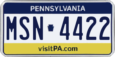 PA license plate MSN4422