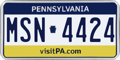 PA license plate MSN4424