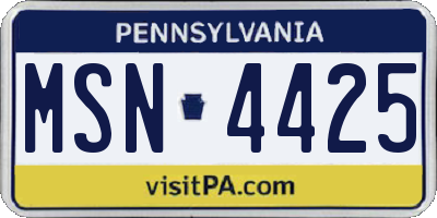 PA license plate MSN4425