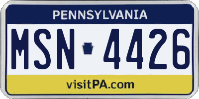 PA license plate MSN4426