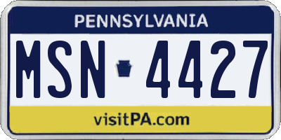 PA license plate MSN4427