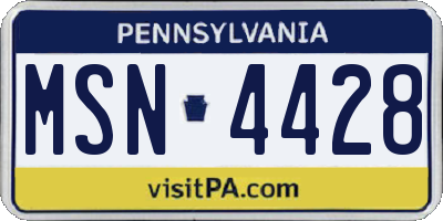 PA license plate MSN4428