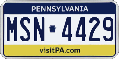PA license plate MSN4429