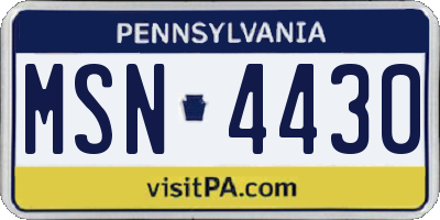 PA license plate MSN4430