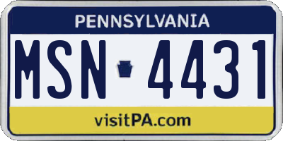 PA license plate MSN4431