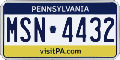 PA license plate MSN4432