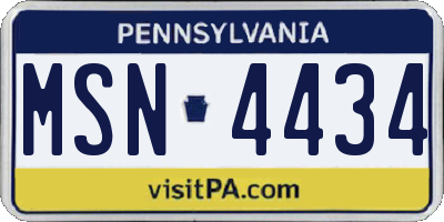 PA license plate MSN4434