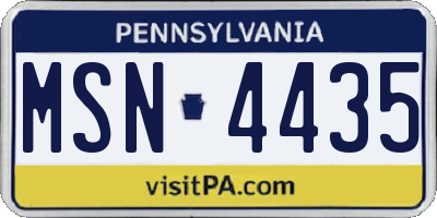 PA license plate MSN4435