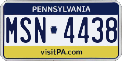 PA license plate MSN4438