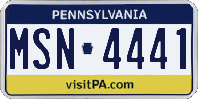 PA license plate MSN4441