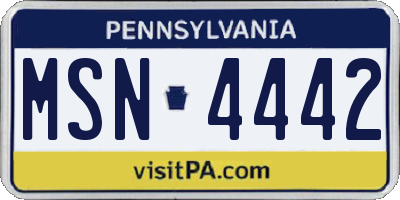PA license plate MSN4442