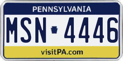 PA license plate MSN4446