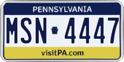 PA license plate MSN4447