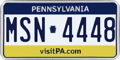 PA license plate MSN4448