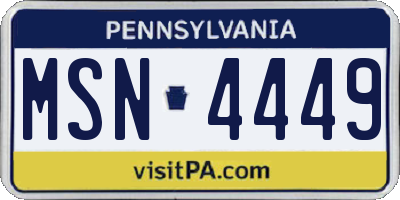 PA license plate MSN4449
