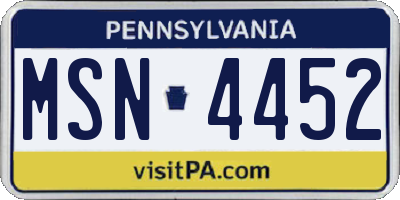 PA license plate MSN4452