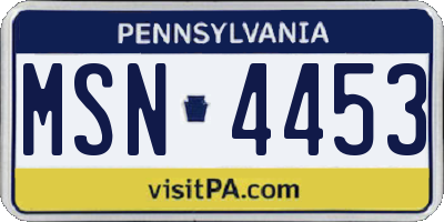 PA license plate MSN4453