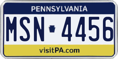 PA license plate MSN4456