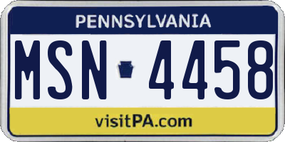 PA license plate MSN4458