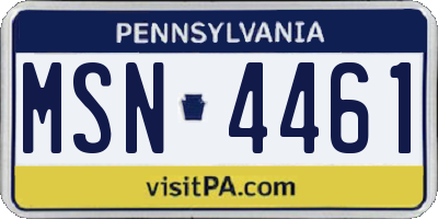 PA license plate MSN4461