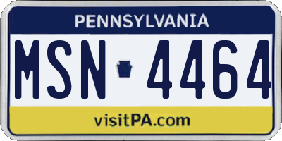 PA license plate MSN4464