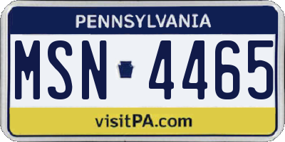 PA license plate MSN4465