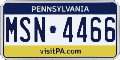 PA license plate MSN4466