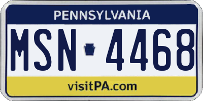 PA license plate MSN4468