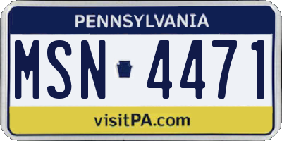 PA license plate MSN4471