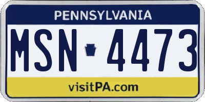 PA license plate MSN4473