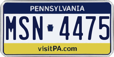 PA license plate MSN4475
