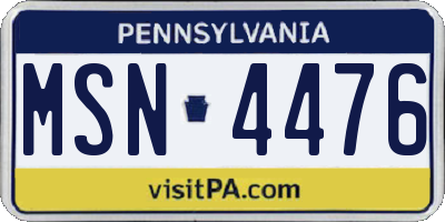 PA license plate MSN4476