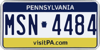 PA license plate MSN4484