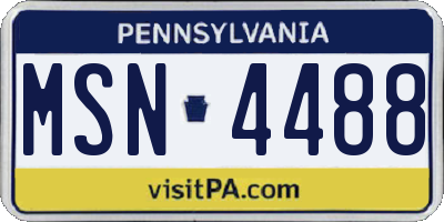 PA license plate MSN4488