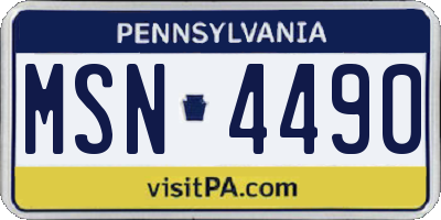PA license plate MSN4490