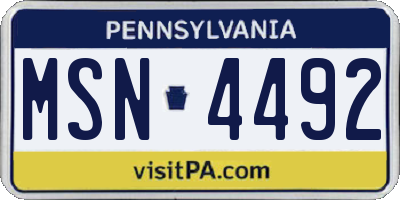 PA license plate MSN4492
