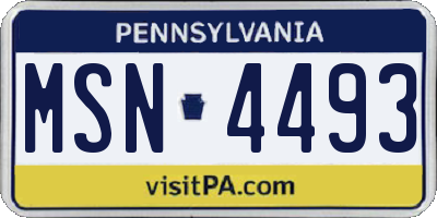 PA license plate MSN4493