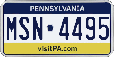 PA license plate MSN4495
