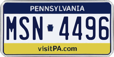 PA license plate MSN4496