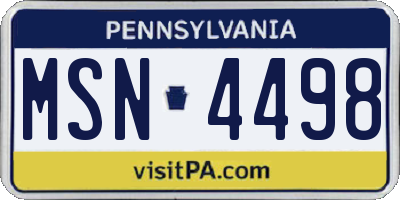 PA license plate MSN4498