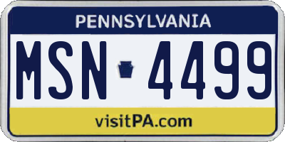 PA license plate MSN4499