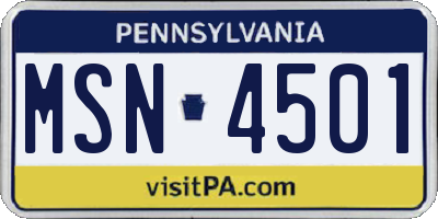 PA license plate MSN4501