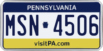 PA license plate MSN4506