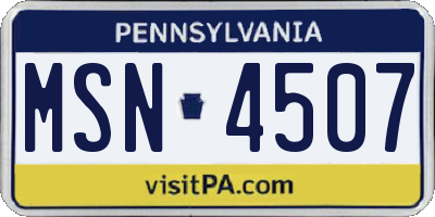 PA license plate MSN4507
