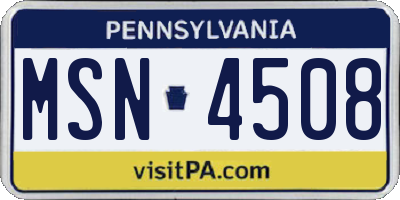 PA license plate MSN4508