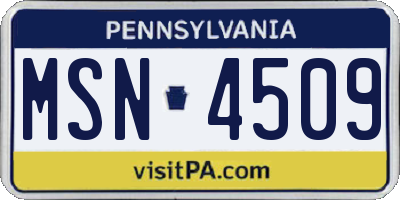 PA license plate MSN4509