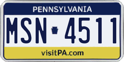 PA license plate MSN4511
