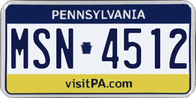 PA license plate MSN4512